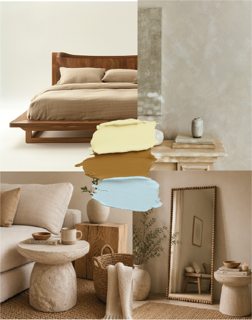 Combinación de colores, texturas y objetos: Cálidos Naturales