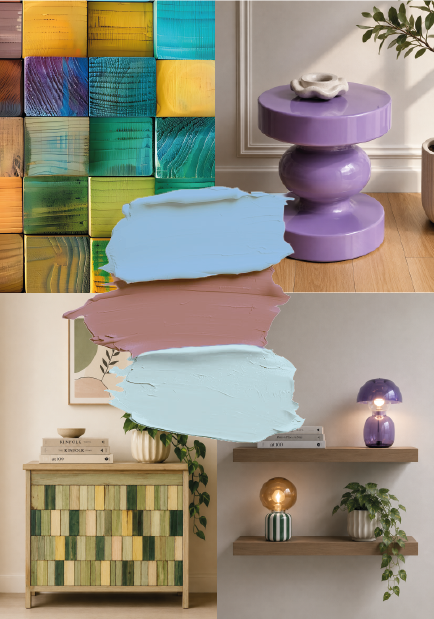 Combinación de colores, texturas y objetos: Saturados
